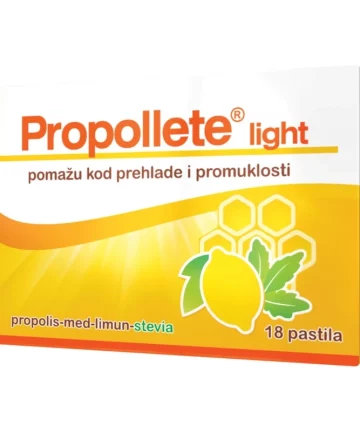 Propollete light пастили се формулирани врз основа на прополис екстракт стандардизиран до 10% галангин флавоноиди