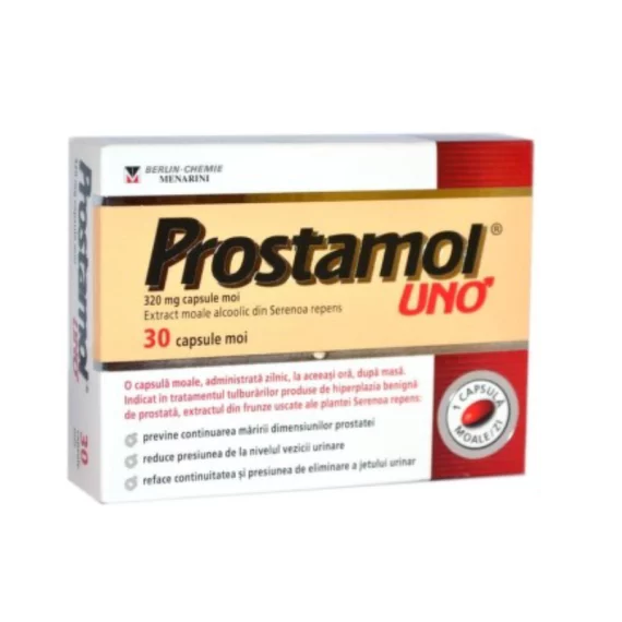 Prostamol uno содржи екстракт од плодови од џуџести палми (Serenoa repens, Serenoa serrulata) кој е хербален лек кој се користи за лекување на простатата.