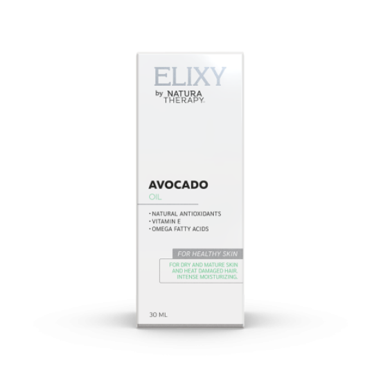 ELIXY AVOCADO oil Масло од Авокадо ELIXY Avocado oil е масло добиено со пресување на плод од авокадо. Богат е со витамин Е, омега масни киселини,витамини и минерали. Ја храни, омекнува и интензивно ревитализира и хидрира и најсувата кожа, а се користи и за подобрување на структурата на косата, ја прави мека и сјајна.