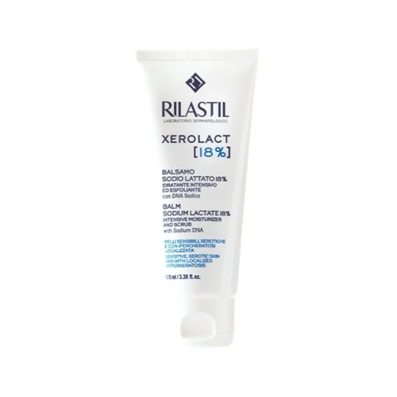 Rilastil Xerolact [18%] Balm Sodium Lactate 18% е успокоителен производ кој помага за лекување на локализирана хиперкератоза. Создаден за ксеротична кожа, овој неверојатно ресторативен крем ја намалува калозноста и истовремено ја подобрува еластичноста на кожата. Rilastil Xerolact Balm Sodium Lactate 18% треба да се користи како дневен третман за справување со локализирана хиперкератоза на лактите, колената и петите, фоликуларна и плантарна хиперкератоза, исто така. Покрај тоа, овој производ е дел од палетата Rilastil Xerolact. Овој сет на производи е специјално развиен за дерматолошки третман на сува, многу сува, чувствителна и ксеротична кожа. Овие формули се способни да понудат интензивна исхрана за поправка на нивото на влажност на кожата. Понатаму, овие композиции ја обновуваат функционалноста на хидролипидната бариера и ја подобруваат еластичноста на кожата. Сето ова благодарение на присуството на активни состојки како натриум ДНК и натриум лактат.