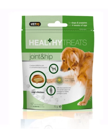 Марк и Чапел се специјалисти за нега на домашни миленици кои го произведуваат опсегот на активни здравствени решенија VetIQ за мачки, кучиња и мали животни. Healthy Treats Joint & Hip содржи уникатна мешавина од Глукозамин, Хондроитин и МСМ кои помагаат во поддршката и одржувањето на подвижноста на зглобовите и целокупната состојба и флексибилност на вашето домашно милениче.